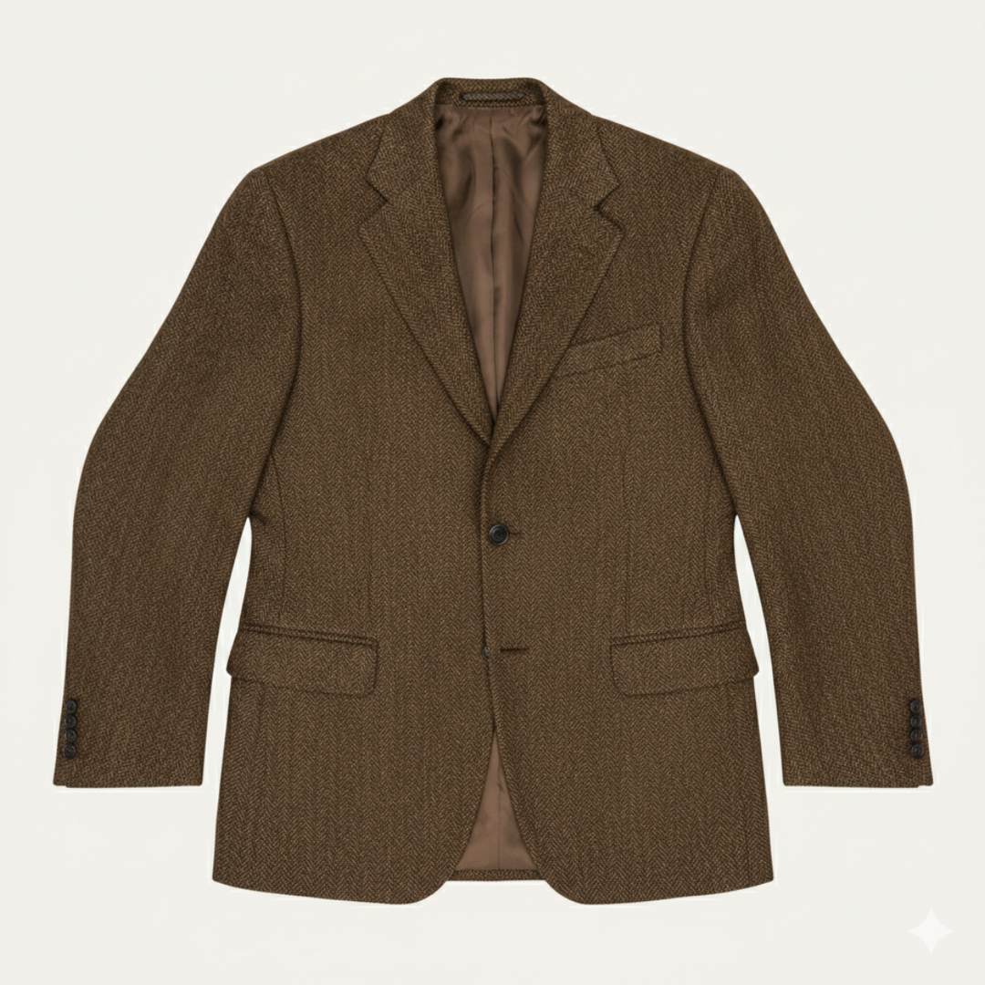 The Milan Men’s Tailored Tweed Fishbone Blazer Jacket