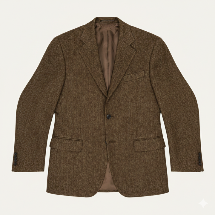 The Milan Men’s Tailored Tweed Fishbone Blazer Jacket