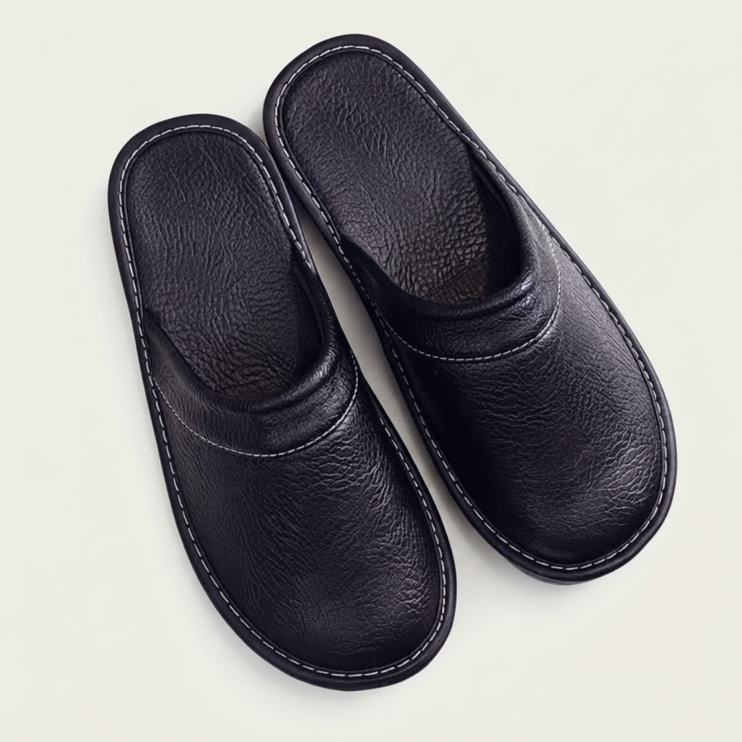 The Malvern Men's Leather House Shoes Slip On Clogs