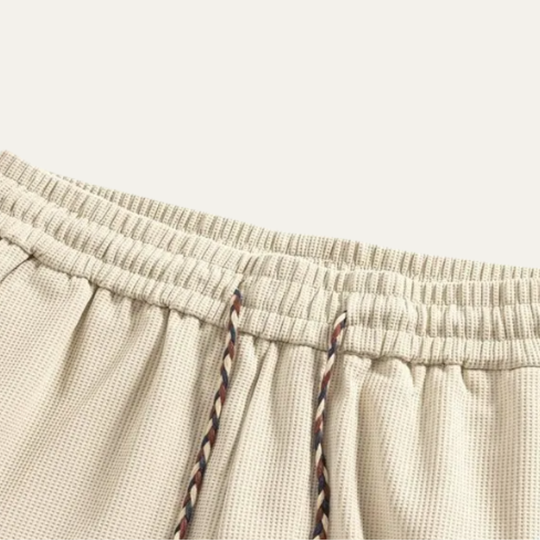 The Balmain Men’s Textured Casual Shorts Elastic Waist Drawstring Summer Shorts