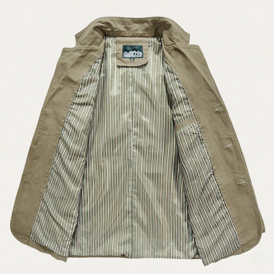 Men's Casual Cotton Blazer Olive Green Lined