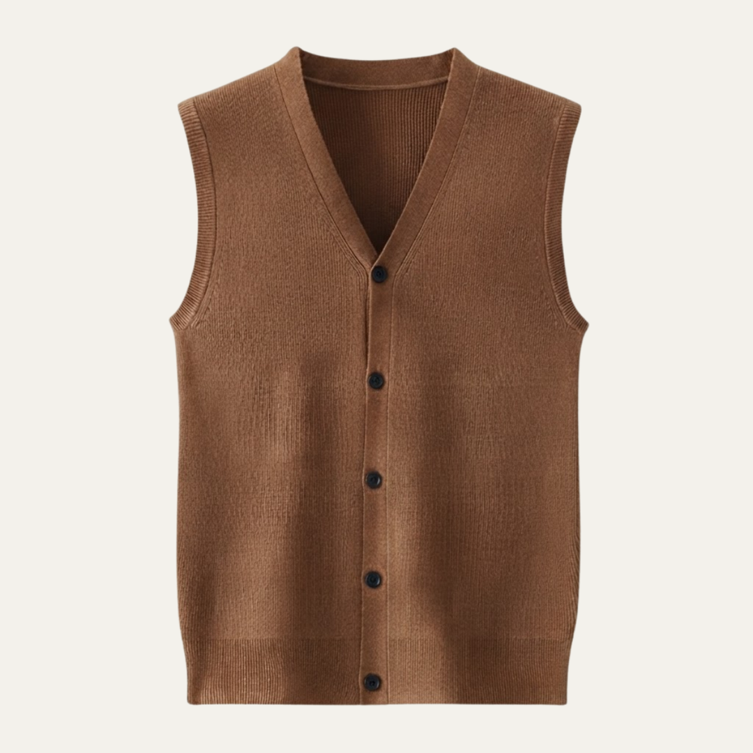 Men's Sweater Vest Blue Button Up V Neck