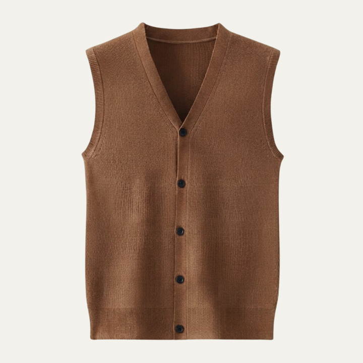 Men's Sweater Vest Blue Button Up V Neck