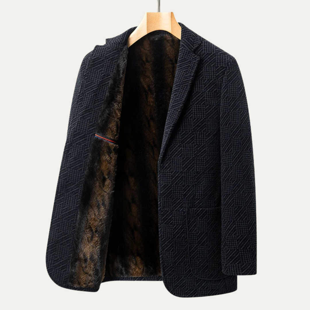 The Ellsworth Men’s Warm Fleece Lined Textured Winter Blazer