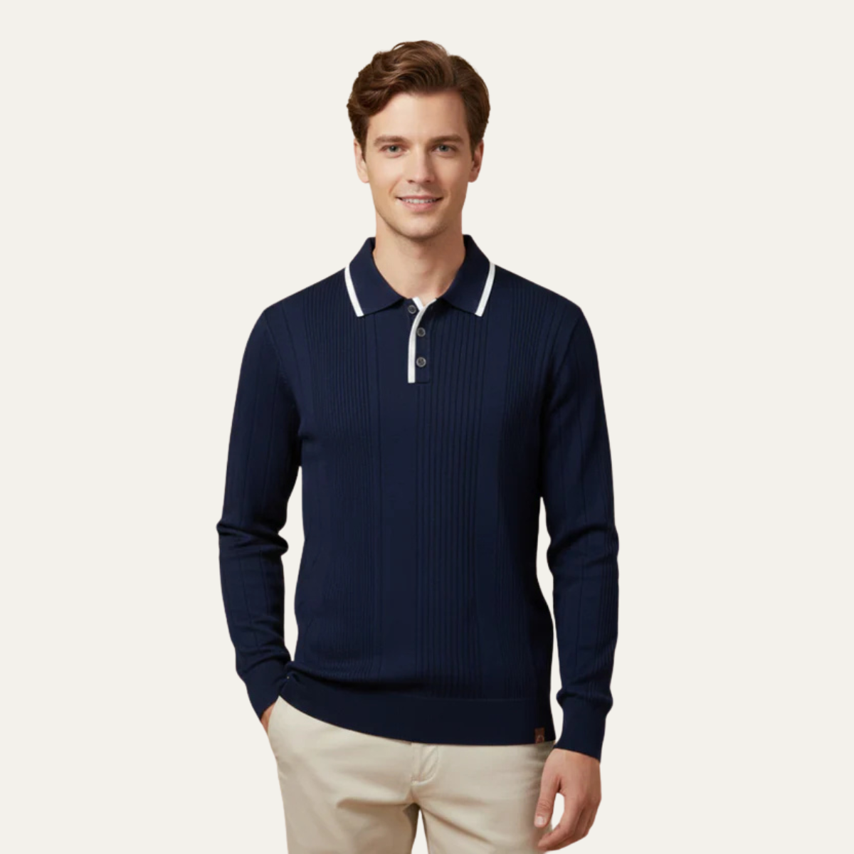Men’s Ribbed Knit Polo Sweater