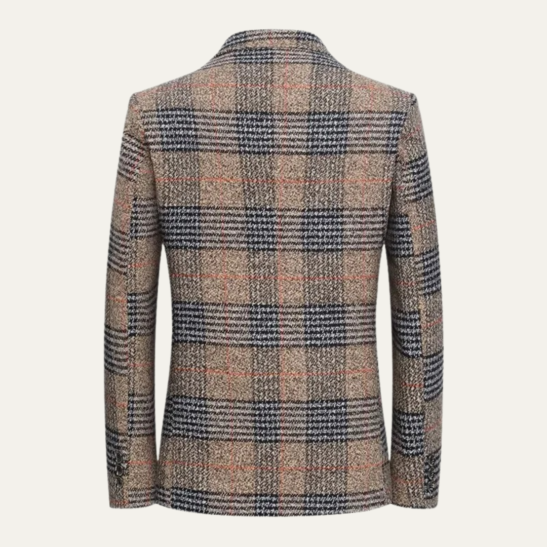 The Monopoli Men’s Slim Fit Check Plaid Tweed Blazer Suit