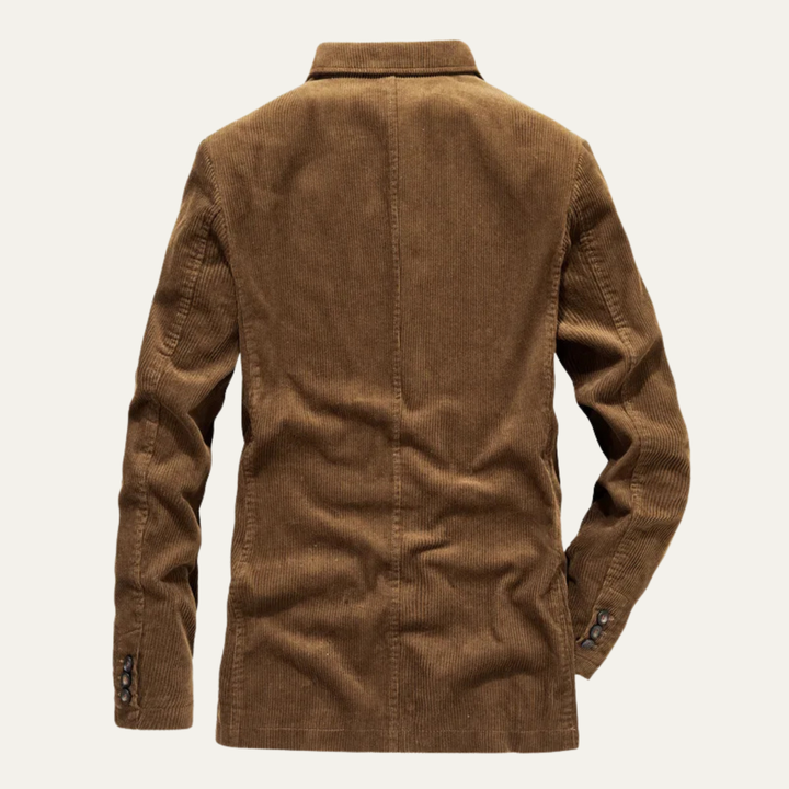 Men's Casual Corduroy Blazer Brown Button Up