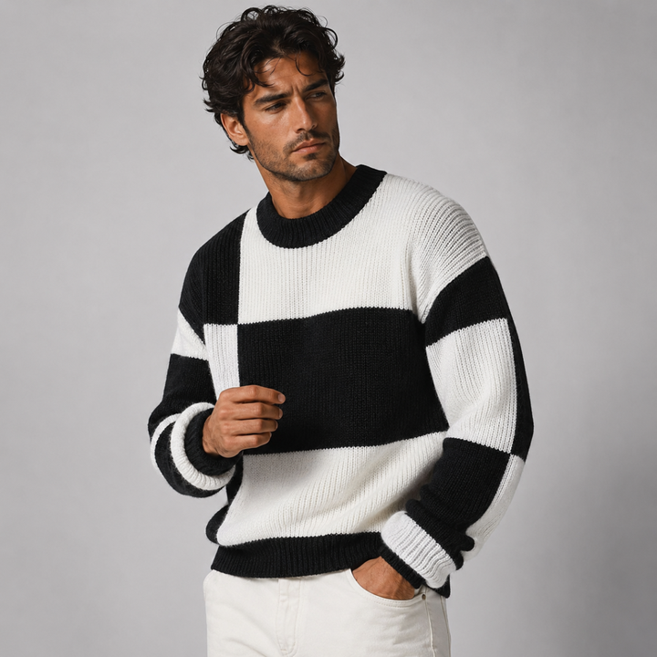 The Kirkwood Men’s Casual Round Neck Striped Knit Sweater