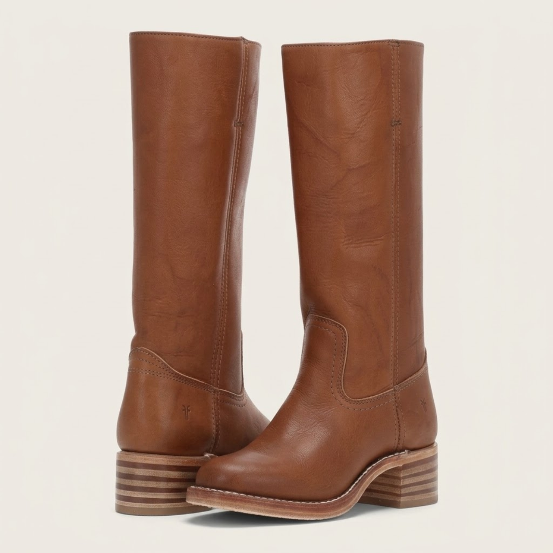 Women’s Knee High Leather Boots – Classic Low Heel Riding Boots