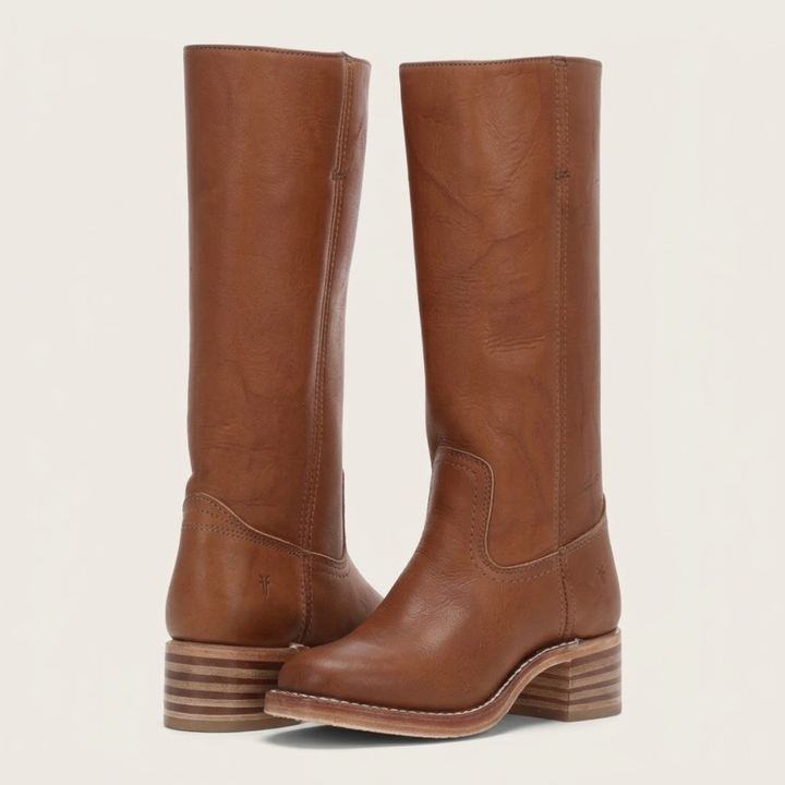 Women’s Knee High Leather Boots – Classic Low Heel Riding Boots
