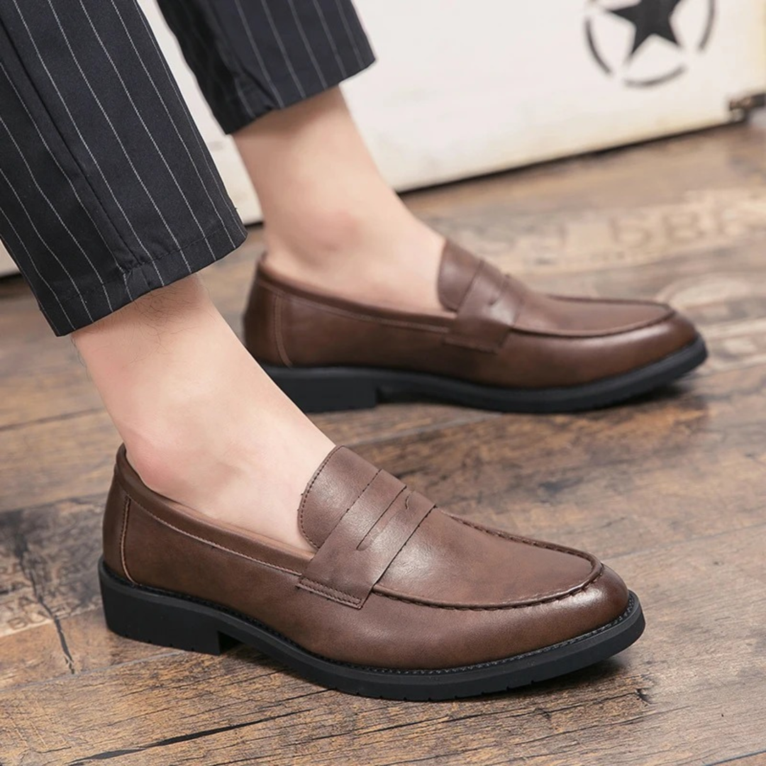 The Crestfield Men’s Soft Leather Slip On Business Loafers