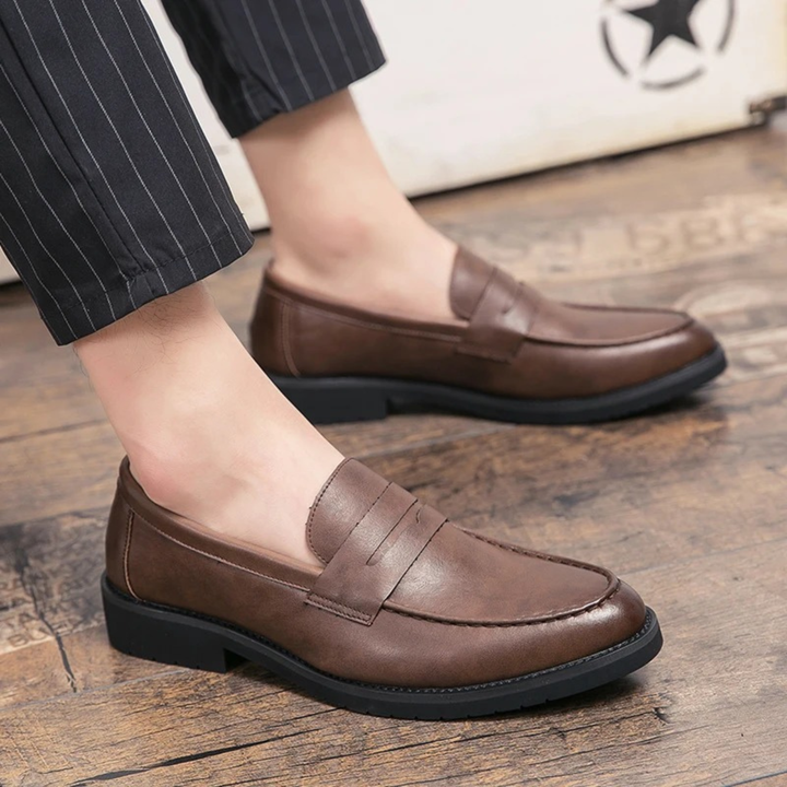 The Crestfield Men’s Soft Leather Slip On Business Loafers