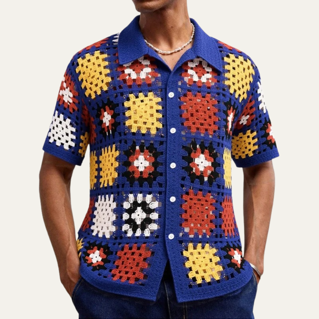 The Foligno Men’s Relaxed Fit Crochet Polo Shirt
