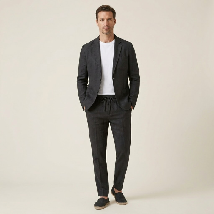 The Vipiteno Men’s Cotton Linen Two Piece Suit Set – Casual Blazer and Pants