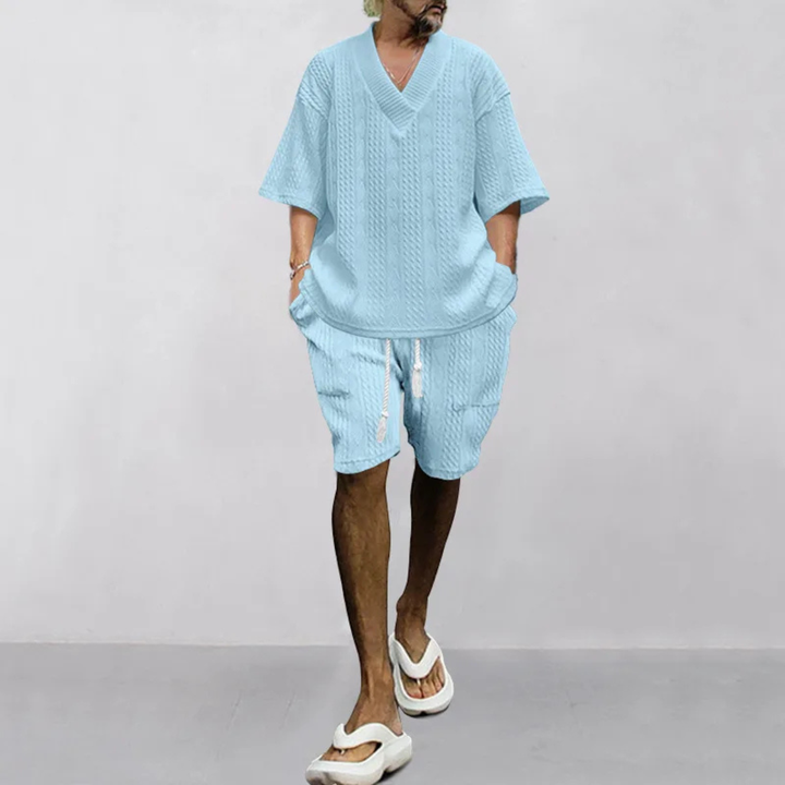 The Redwood Park Men’s Light Summer Knitted Set – Polo Shirt & Short