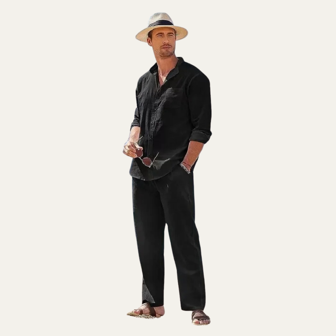 The Monferrato Men’s Linen Shirt and Pants Set – Casual Two Piece Outfit