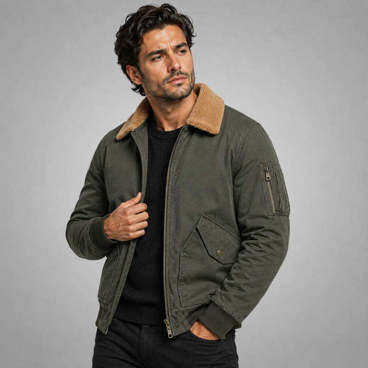 The Faircrest Men’s Warm Sherpa Lined Bomber Jacket