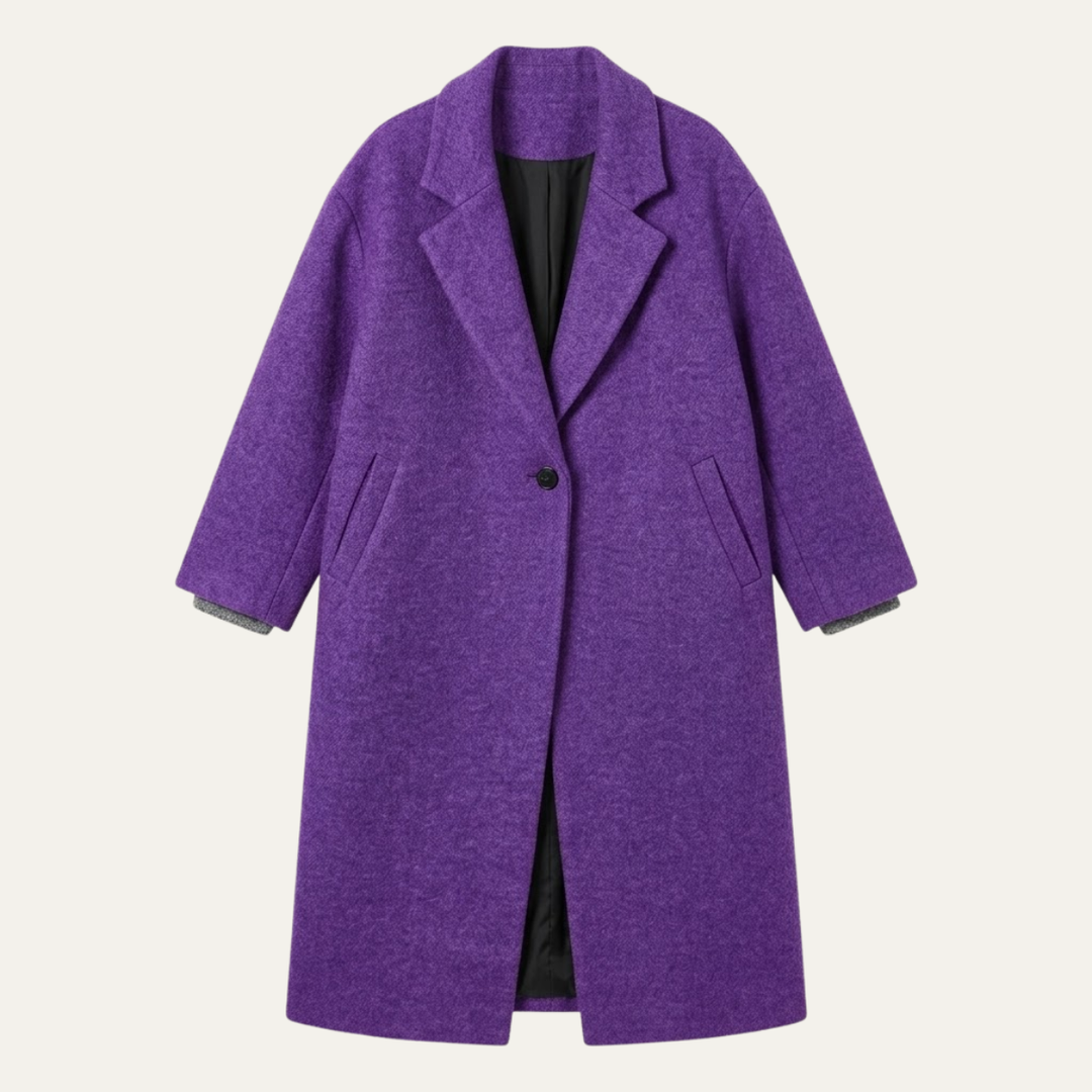 Women's Oversized Wool Blend Coat – Long Single Breasted Winter Overcoat