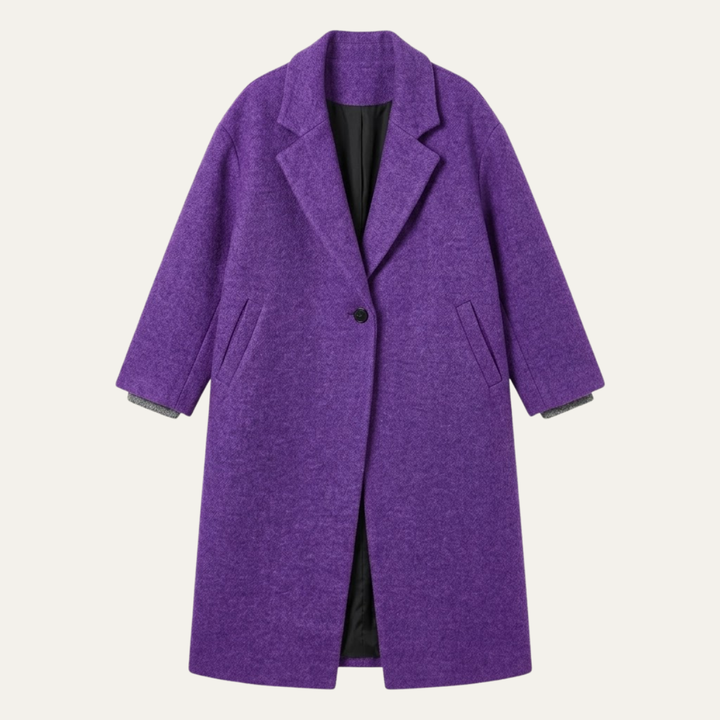 Women's Oversized Wool Blend Coat – Long Single Breasted Winter Overcoat