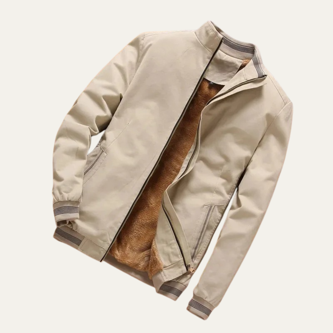 Men's Sherpa Fleece Lined Bomber Jacket Cream