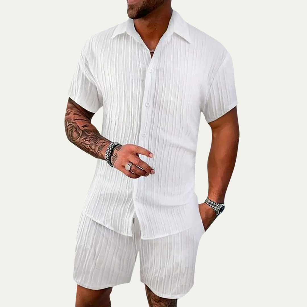The Meadowhill Men’s Breathable Trendy Summer Set – Shirt & Shorts