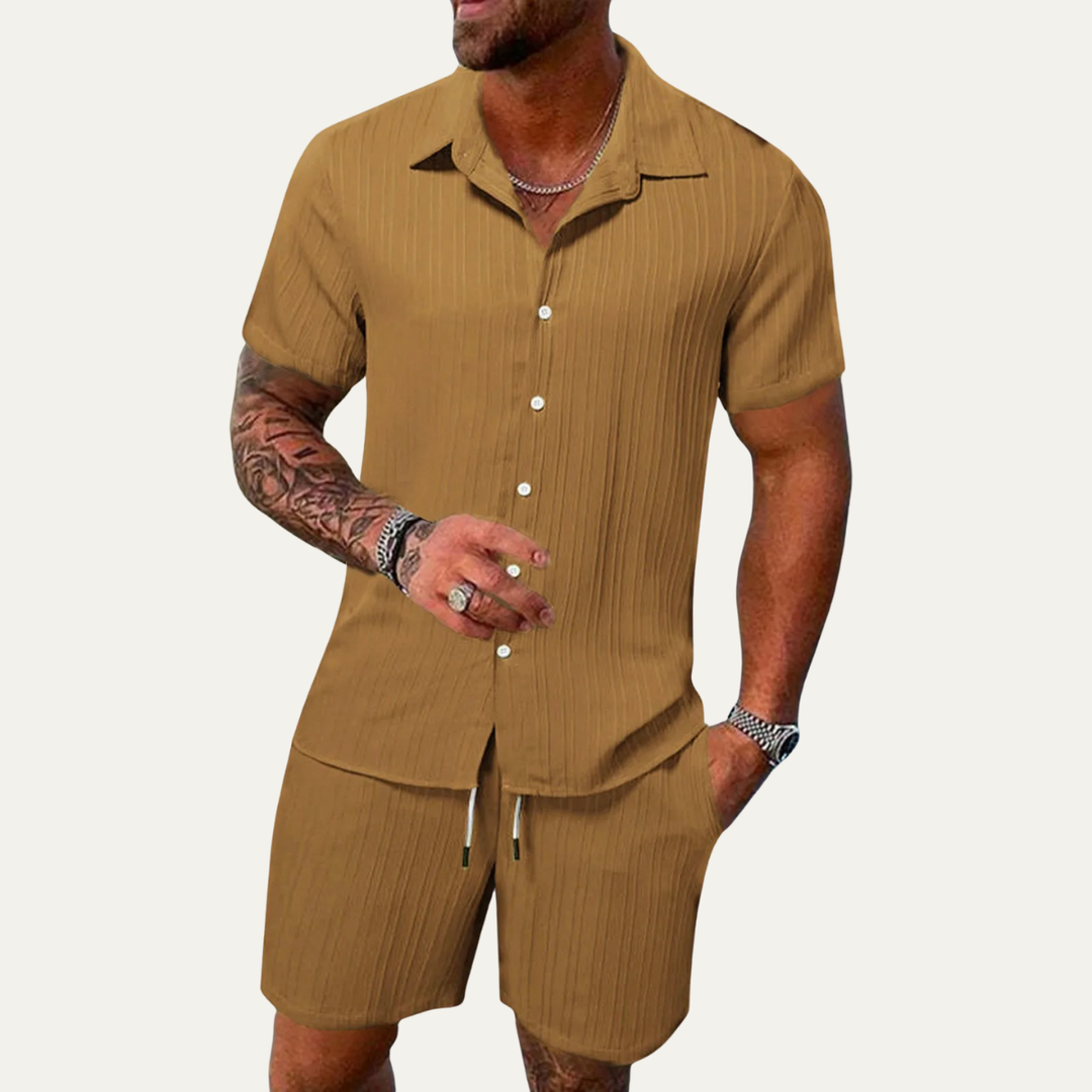 The Glenhaven Falls Men’s Breathable Soft Summer Set – Shirt & Shorts