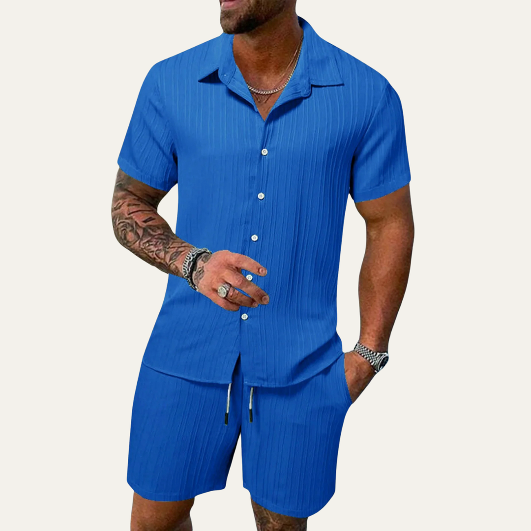 The Glenhaven Falls Men’s Breathable Soft Summer Set – Shirt & Shorts
