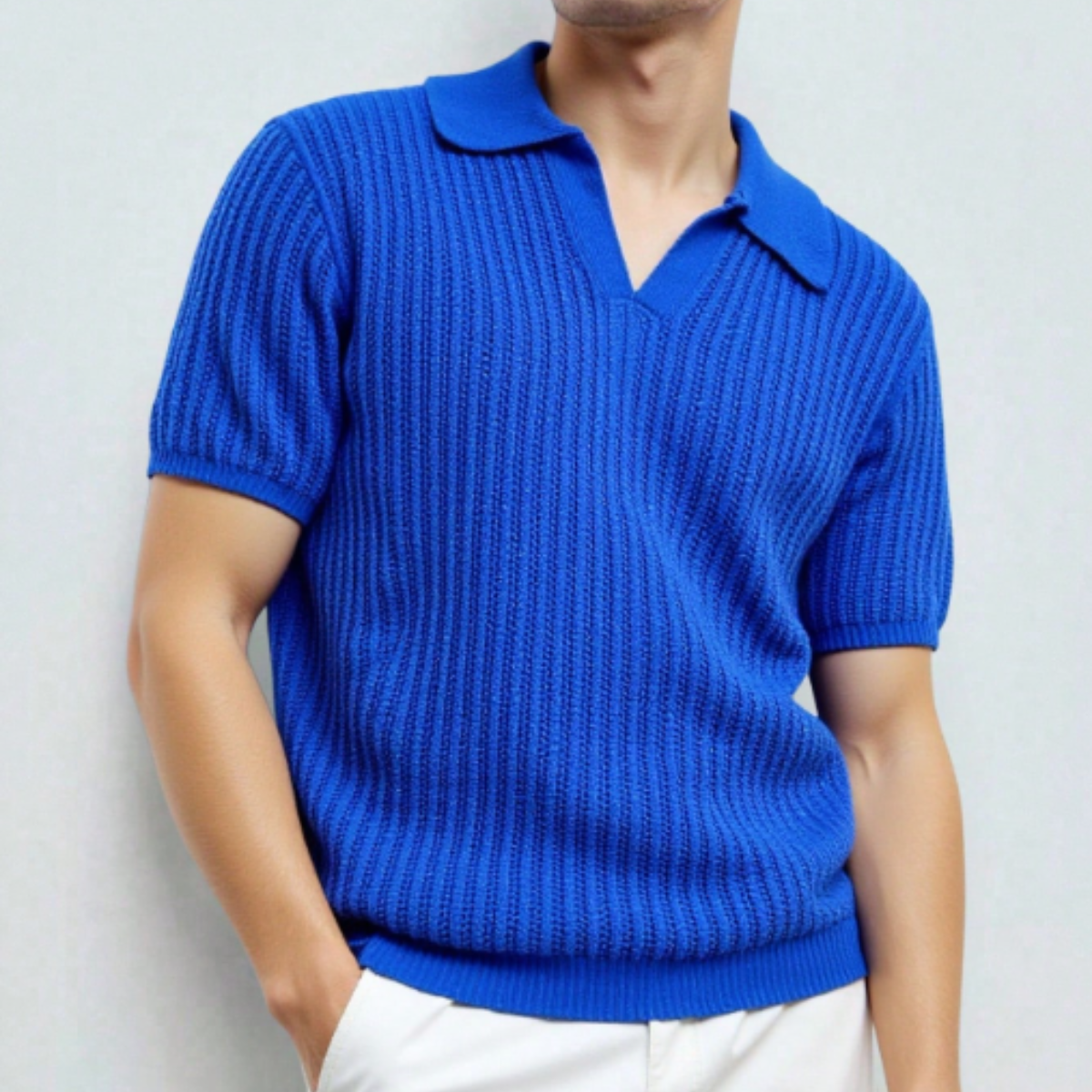 The Darlinghurst Men’s Short Sleeve Knitted Polo Shirt Solid Color Casual Top