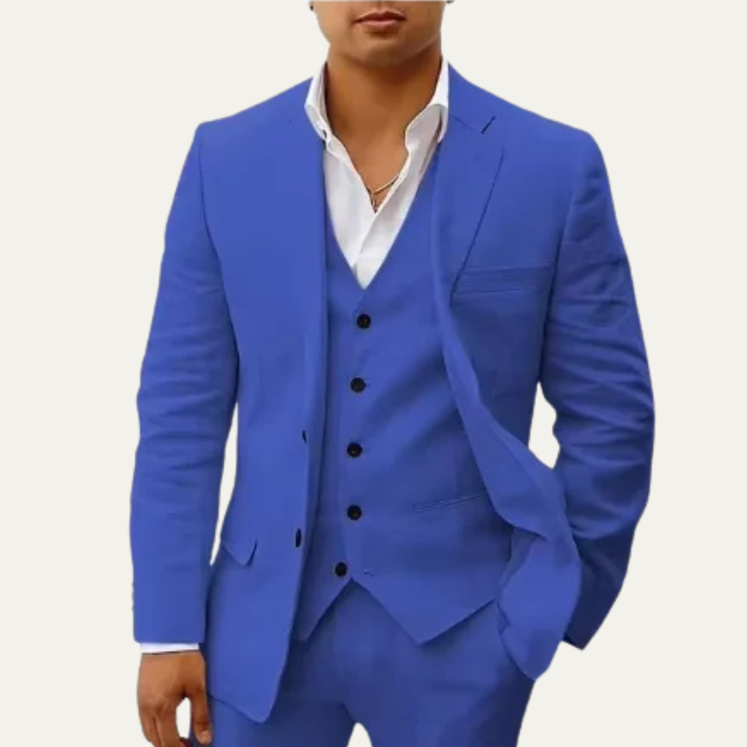 The Brentwood Hill Men’s Elegant 3 Piece Linen Summer Suit – Blazer, Vest & Pants