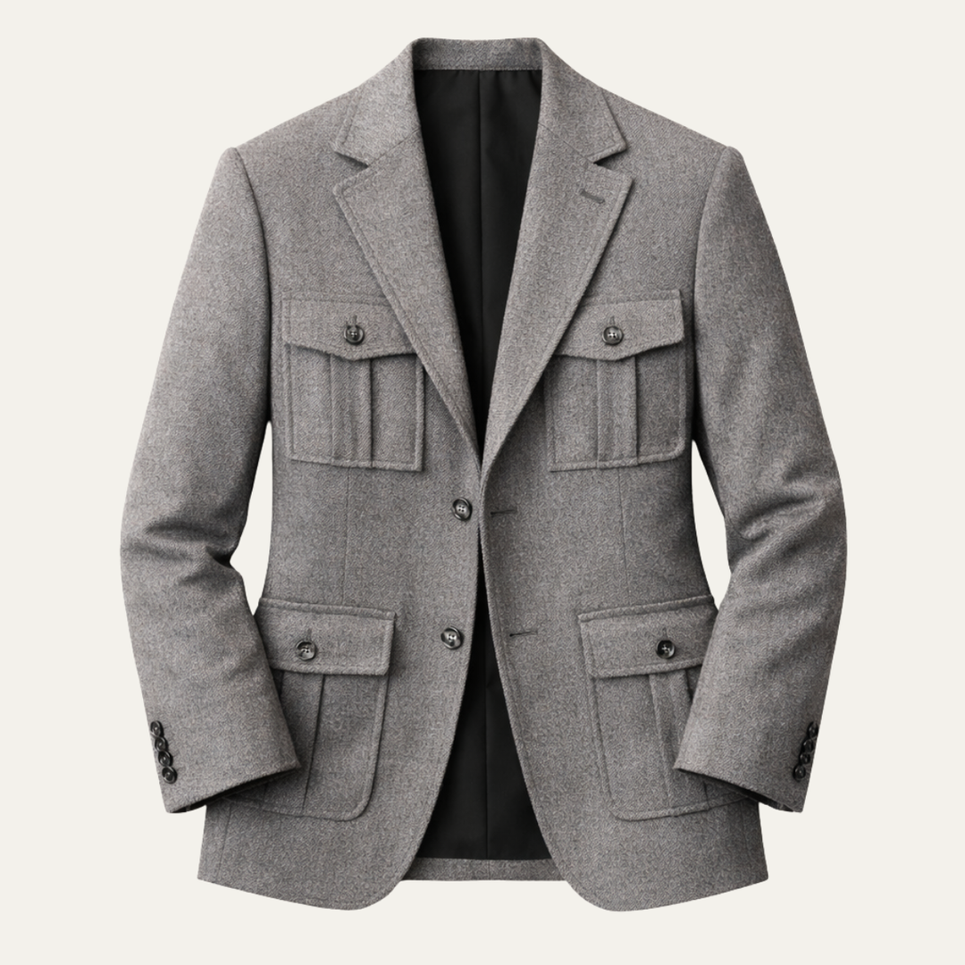 The Turin Men’s Multi Pocket Tweed Blazer Suit Jacket