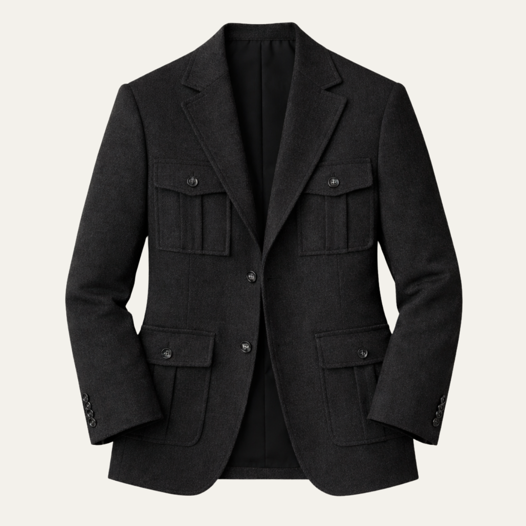 The Turin Men’s Multi Pocket Tweed Blazer Suit Jacket
