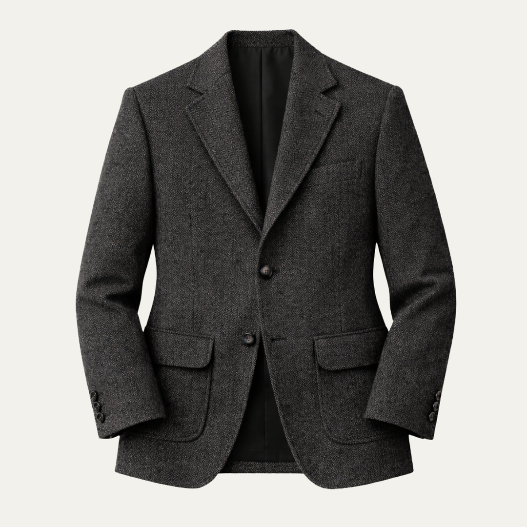 The Genoa Men’s Single Breasted Fishbone Tweed Blazer Jacket