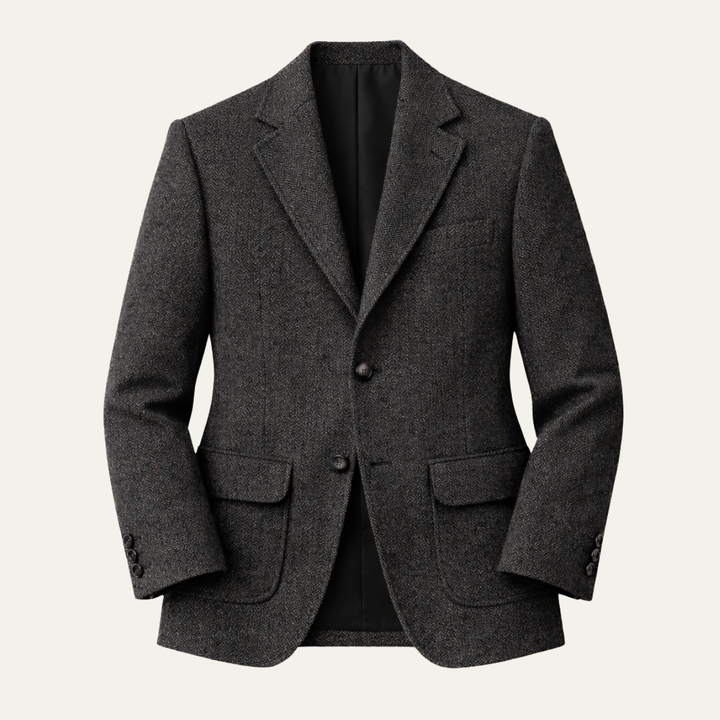 The Genoa Men’s Single Breasted Fishbone Tweed Blazer Jacket