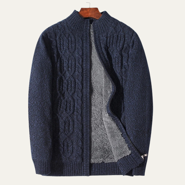 The Wentworth Men’s Thick Wool Fleece Cardigan – Warm Knit Cashmere