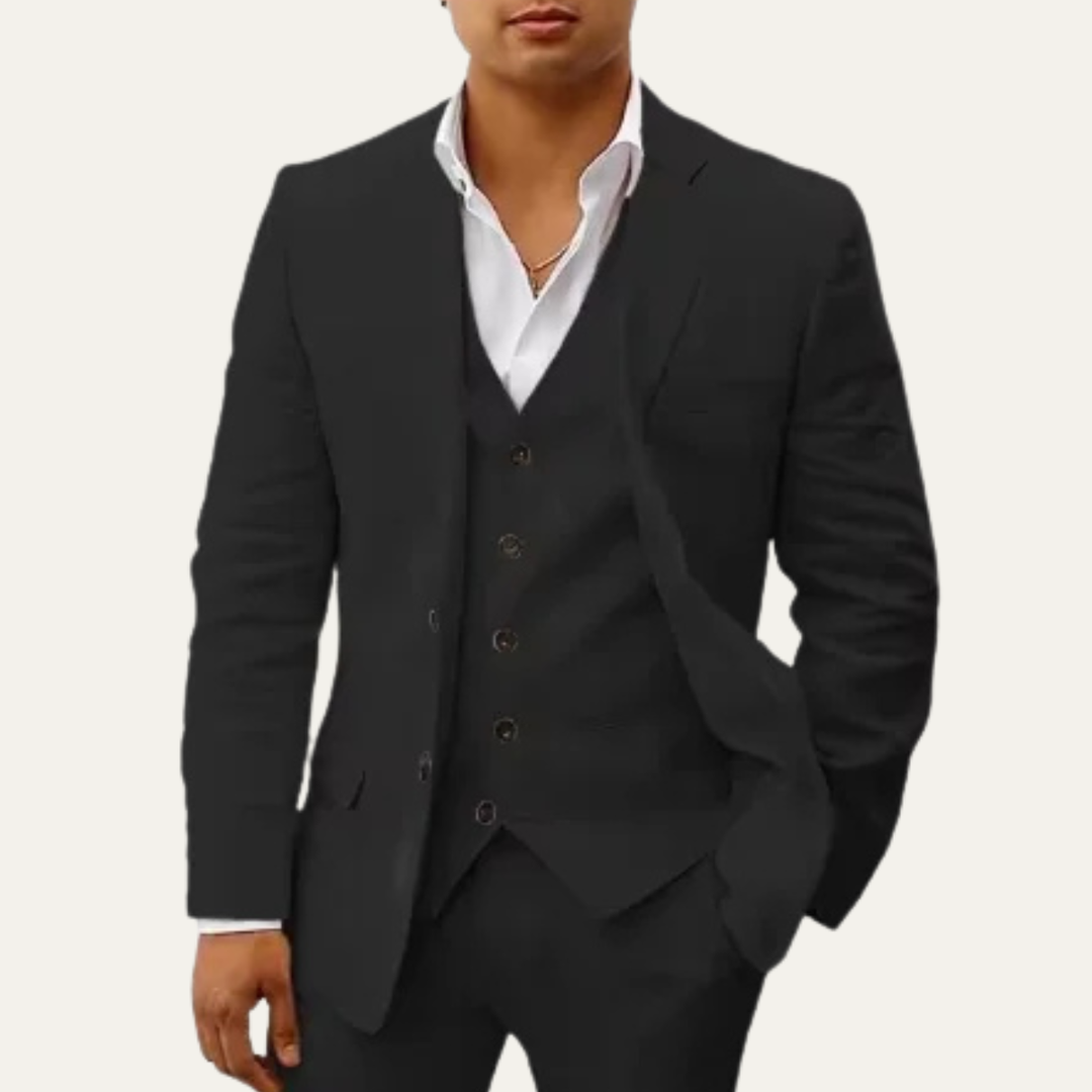 The Brentwood Hill Men’s Elegant 3 Piece Linen Summer Suit – Blazer, Vest & Pants