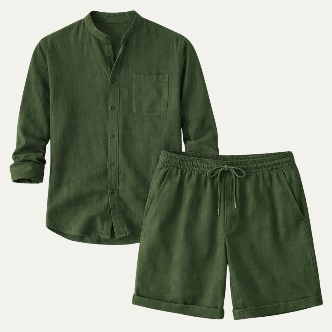 The Glenbrook Park Men’s Cotton Linen Set – Shirt & Shorts