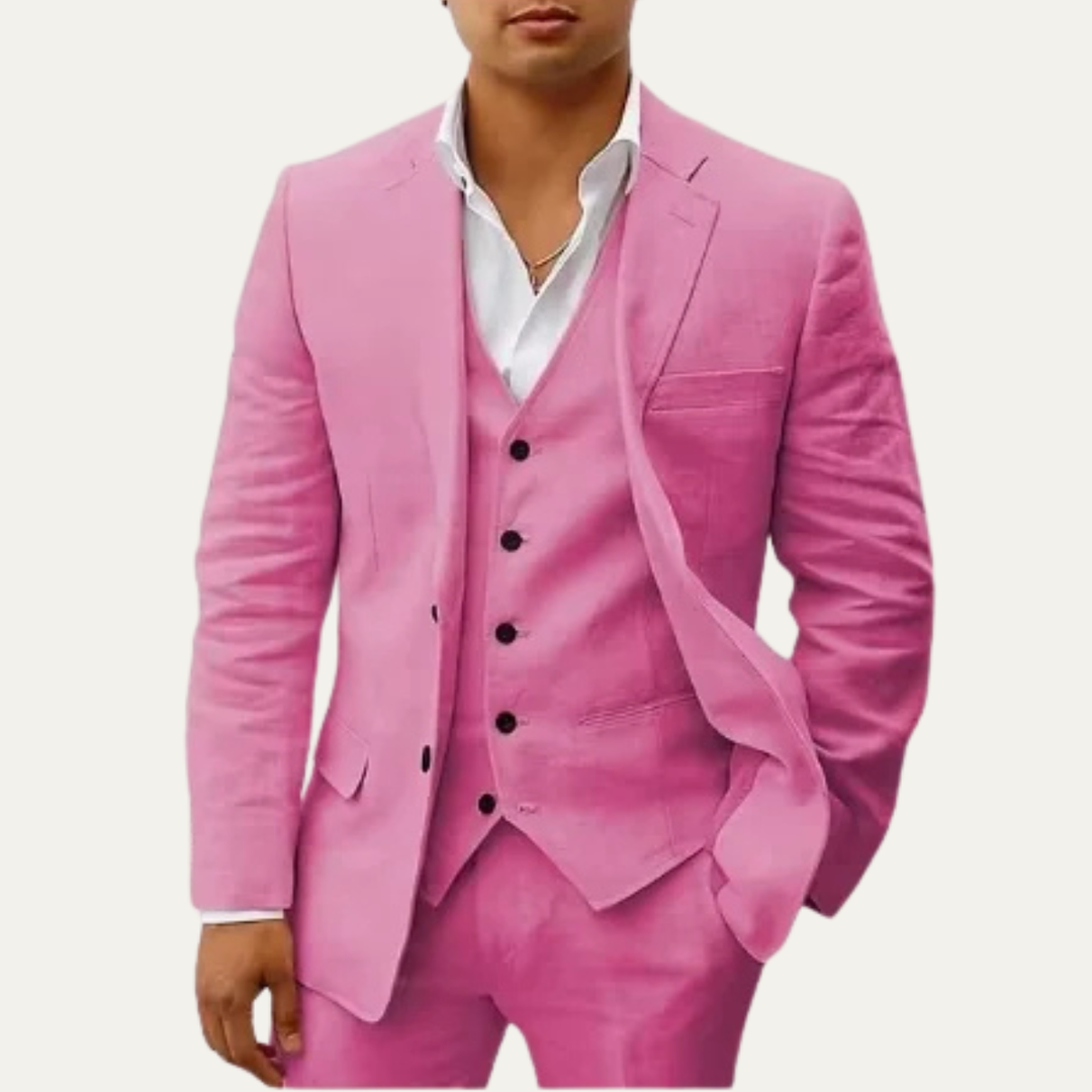 The Brentwood Hill Men’s Elegant 3 Piece Linen Summer Suit – Blazer, Vest & Pants
