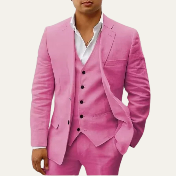 The Brentwood Hill Men’s Elegant 3 Piece Linen Summer Suit – Blazer, Vest & Pants