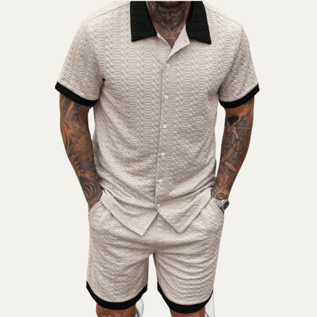 The Willowgate Ridge Men’s Knitted Summer Co Ord Set Shirt & Shorts
