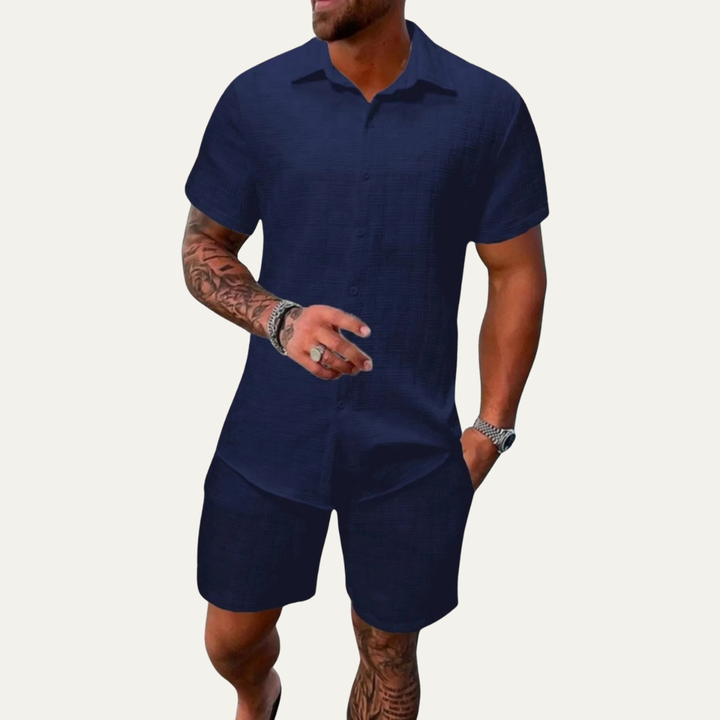 The Clearwater Men’s Casual Summer Button Up Shirt & Shorts Set