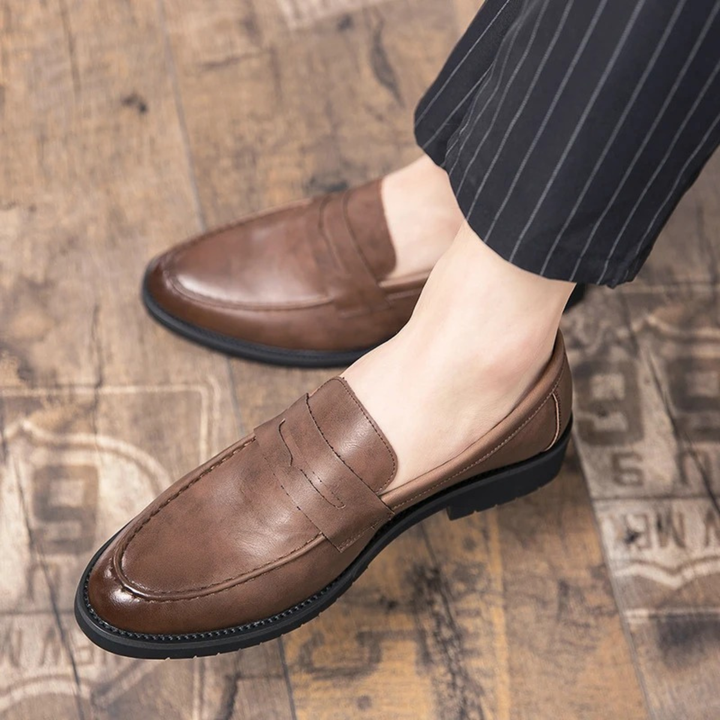 The Crestfield Men’s Soft Leather Slip On Business Loafers