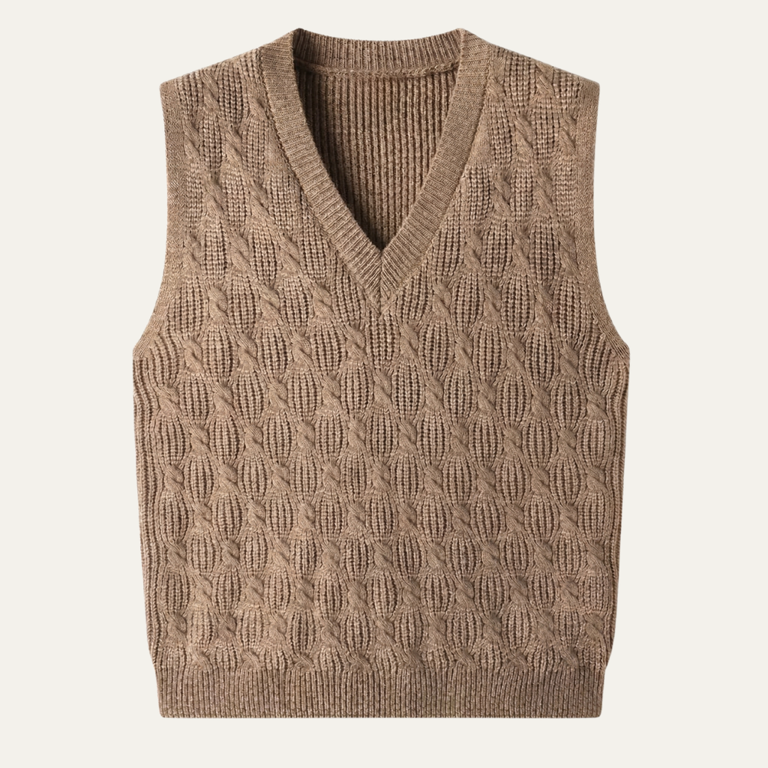 The Alberobello Men’s Warm Textured Knitted V Neck Sweater Vest