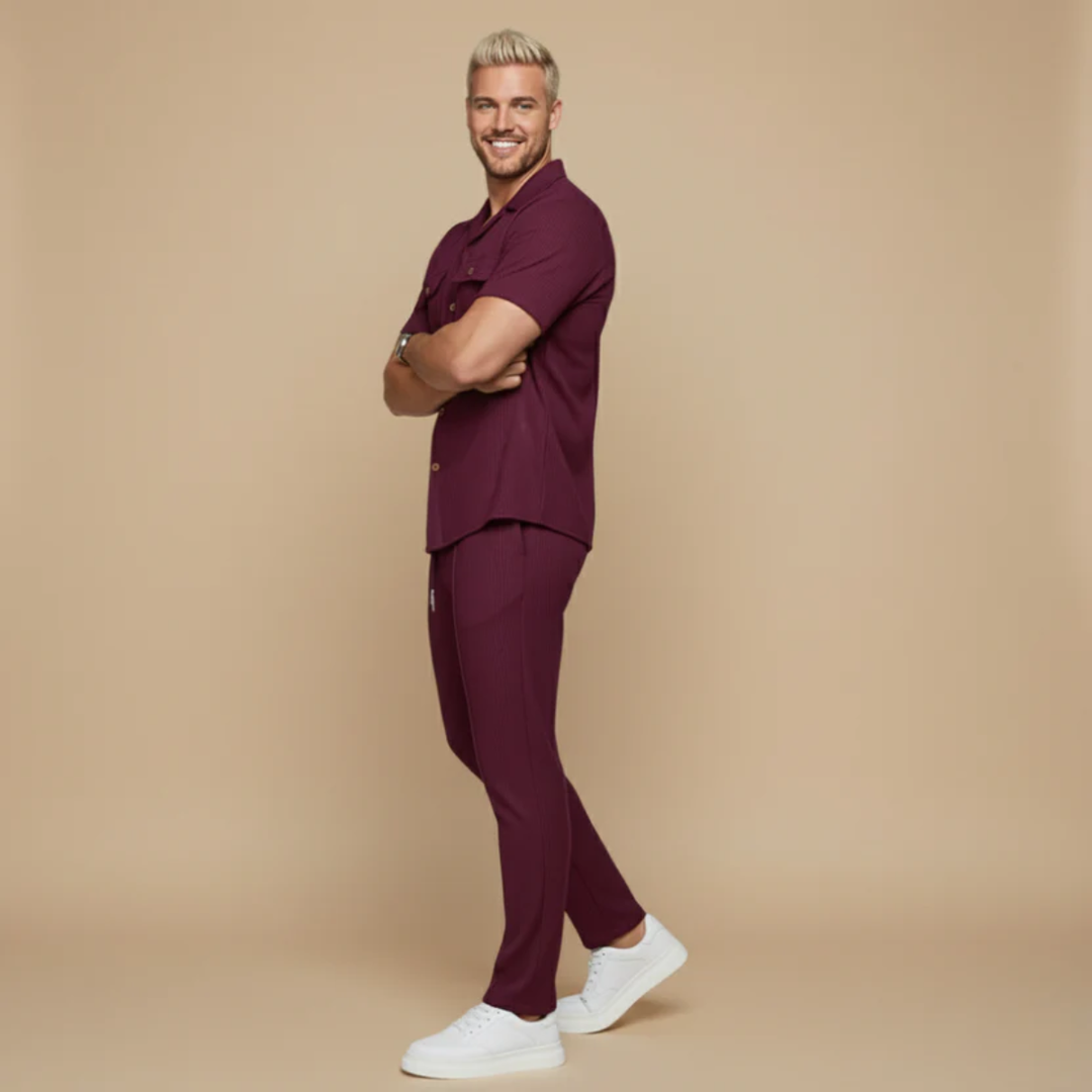 The Savigliano Men's Short Sleeve Shirt and Pants Set