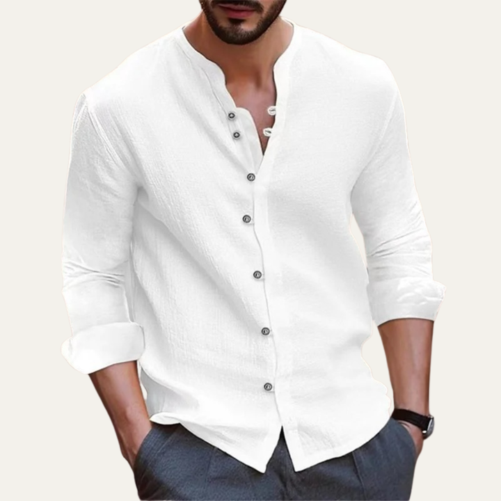 The Trastevere Men’s Casual Summer Band Collar Shirt