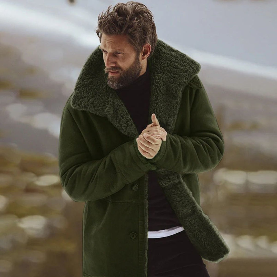 Men's Sherpa Lined Wool Overcoat