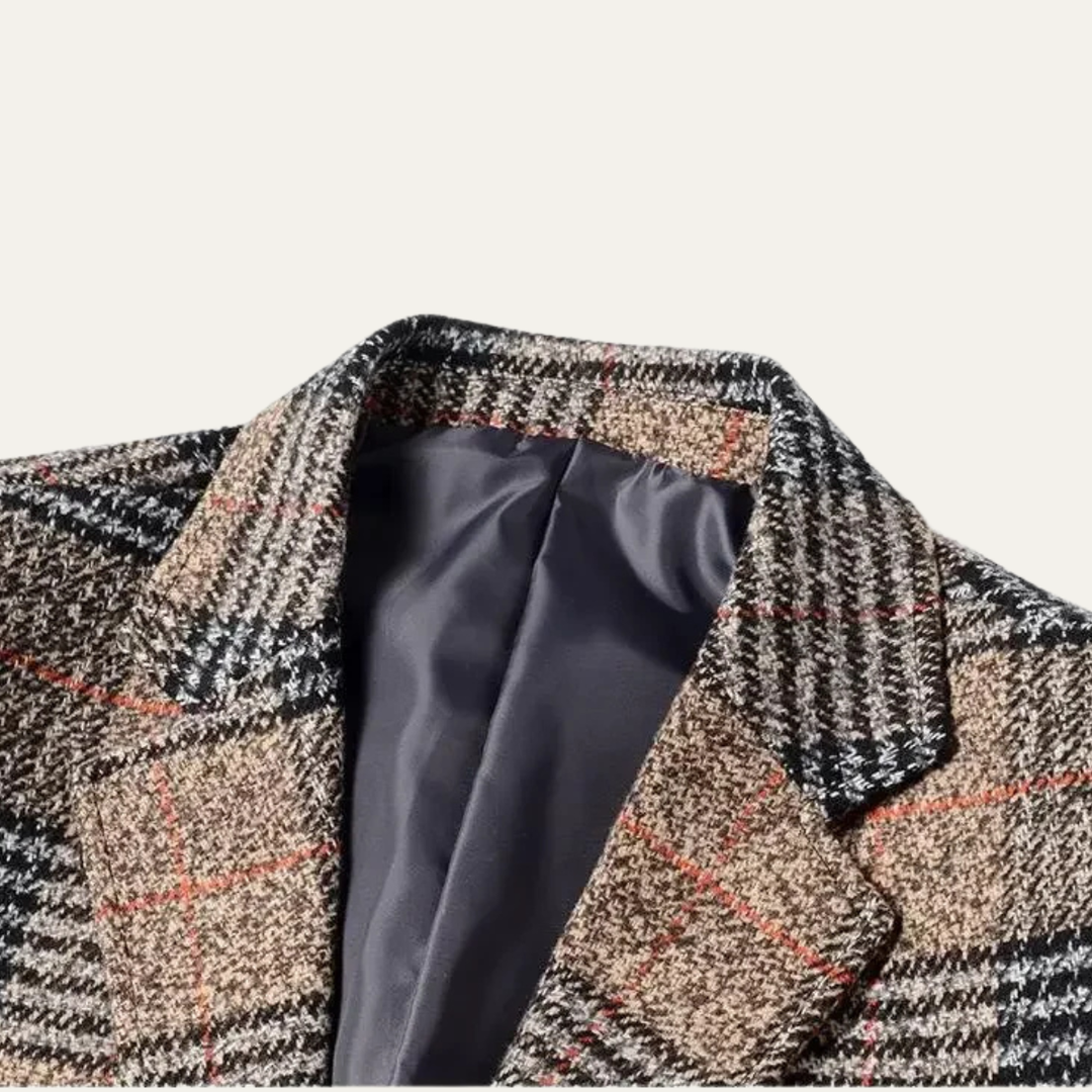 The Monopoli Men’s Slim Fit Check Plaid Tweed Blazer Suit