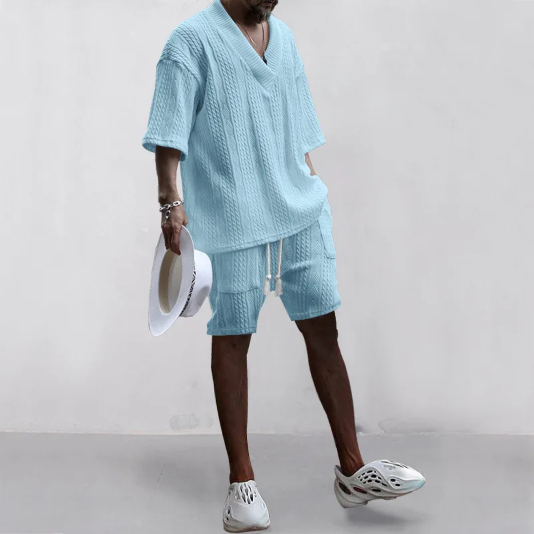 The Redwood Park Men’s Light Summer Knitted Set – Polo Shirt & Short