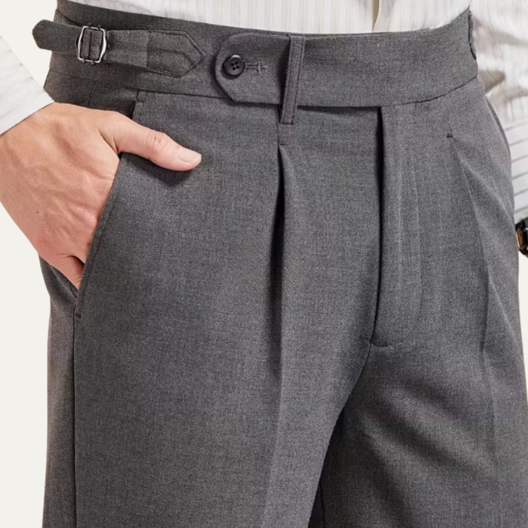 The Broadbeach Men’s Pleated Tailored Dress Pants with Adjustable Side Tabs