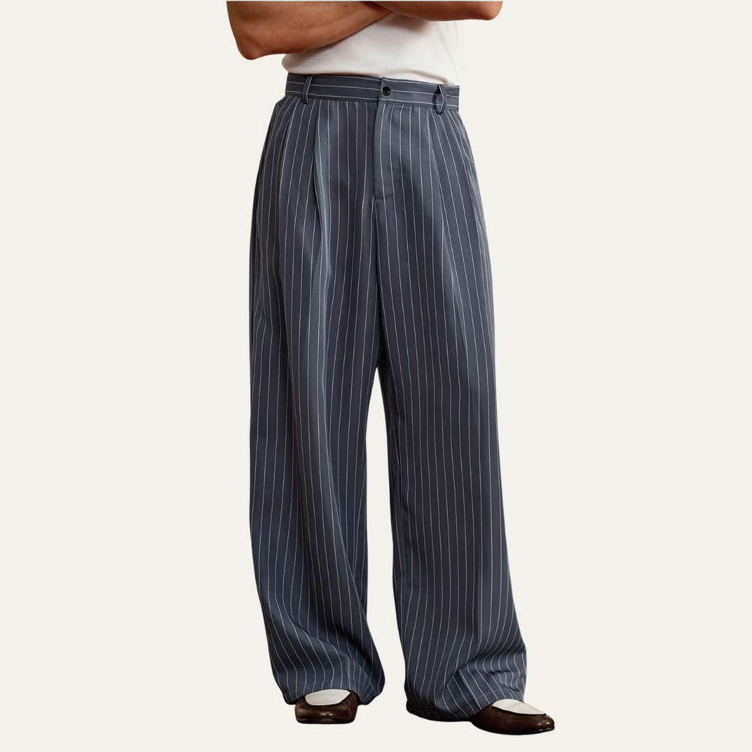 The Ascot Men’s Vintage Wide Leg Pinstripe Dress Pants