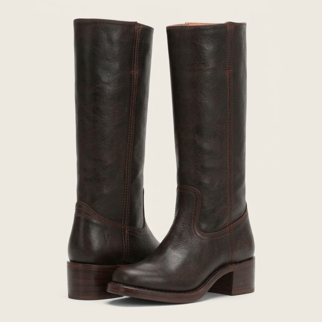Women’s Knee High Leather Boots – Classic Low Heel Riding Boots